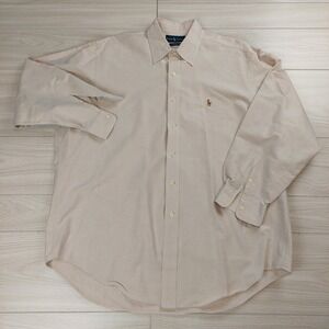 Polo Ralph Lauren Dress‎ Shirt Yarmouth Mens 17 34 Flesh Pony Long Sleeve Preppy